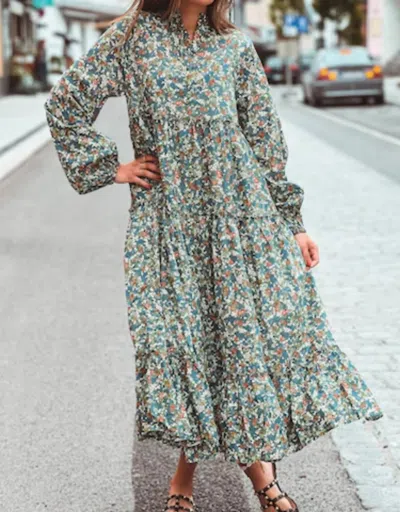 Bytimo Cotton Slub Dress In Green In Blue
