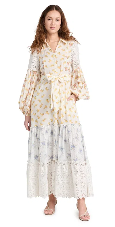 Bytimo Cotton Slub Shirt Dress Flower Combo