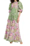 Bytimo Crepe Tie Back Gown Green Field In Green