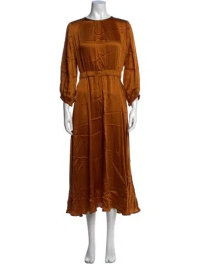 Pre-owned Bytimo Crew Neck Midi Length Dress In Brown