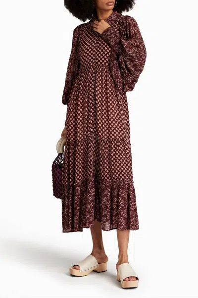 Bytimo Drapy Georgette Dress In Plum In Brown