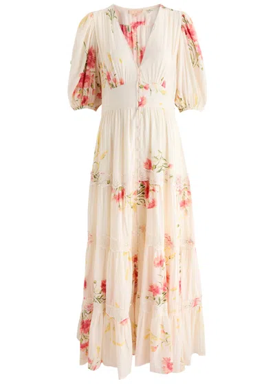 Bytimo Floral-print Cotton-blend Maxi Dress In Pink