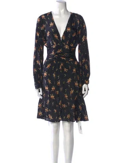Pre-owned Bytimo Floral Print Knee-length Dress In Blue