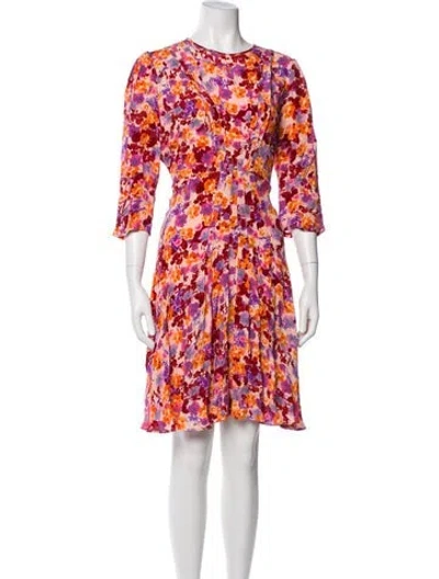 Pre-owned Bytimo Floral Print Knee-length Dress In Pink
