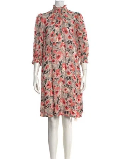 Pre-owned Bytimo Floral Print Knee-length Dress In Pink