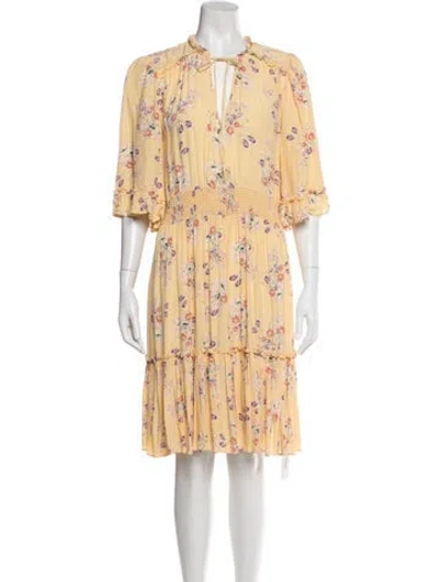 Pre-owned Bytimo Floral Print Knee-length Dress In Yellow