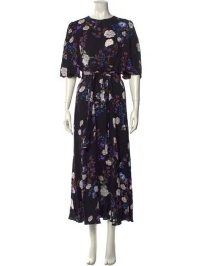Pre-owned Bytimo Floral Print Long Dress In Black