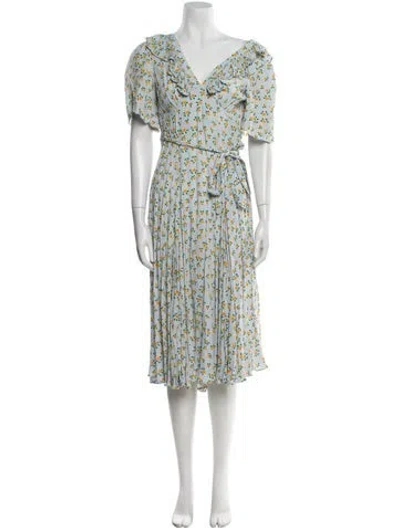 Pre-owned Bytimo Floral Print Long Dress In Blue