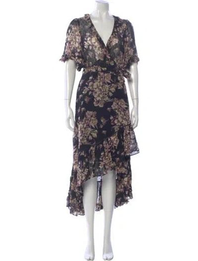 Pre-owned Bytimo Floral Print Long Dress In Blue