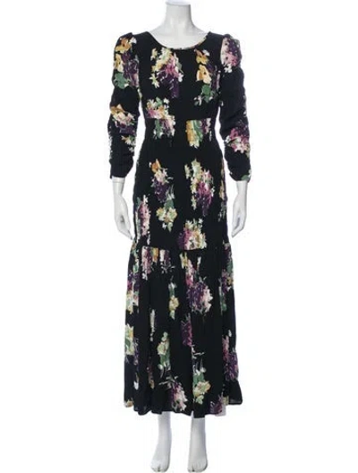 Pre-owned Bytimo Floral Print Long Dress In Blue