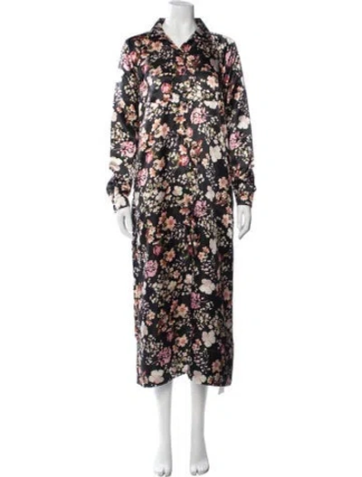 Pre-owned Bytimo Floral Print Long Dress In Blue