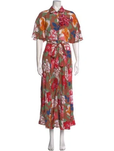 Pre-owned Bytimo Floral Print Long Dress In Brown