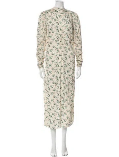 Pre-owned Bytimo Floral Print Long Dress In Green