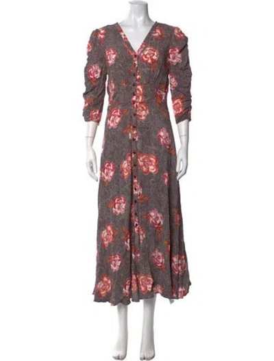 Pre-owned Bytimo Floral Print Long Dress In Multicolor