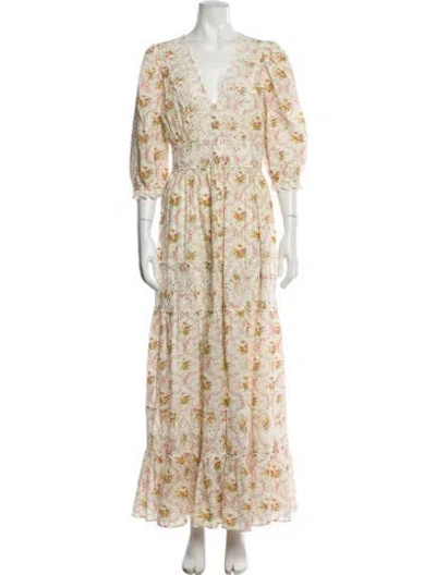 Pre-owned Bytimo Floral Print Long Dress In Neutral