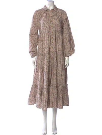 Pre-owned Bytimo Floral Print Long Dress In Neutrals