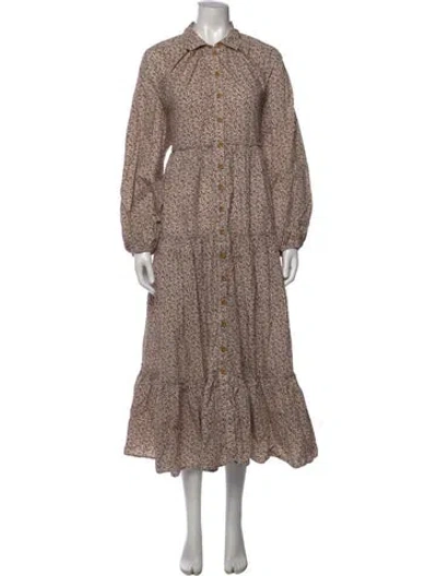 Pre-owned Bytimo Floral Print Long Dress In Neutrals