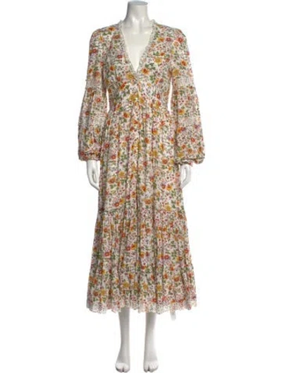 Pre-owned Bytimo Floral Print Long Dress In Neutrals