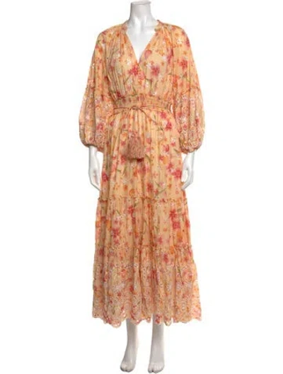 Pre-owned Bytimo Floral Print Long Dress In Orange