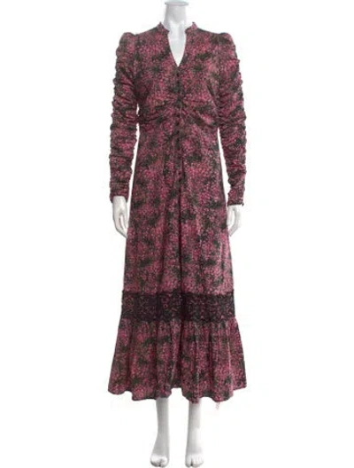Pre-owned Bytimo Floral Print Long Dress In Pink