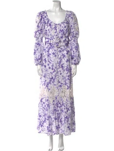 Pre-owned Bytimo Floral Print Long Dress In Purple