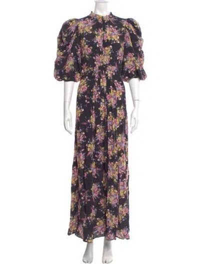 Pre-owned Bytimo Floral Print Long Dress In Purple
