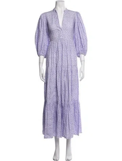 Pre-owned Bytimo Floral Print Long Dress In Purple