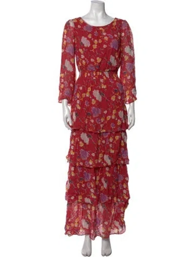 Pre-owned Bytimo Floral Print Long Dress In Red