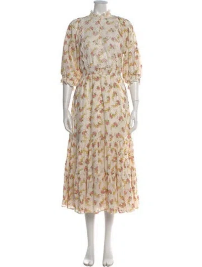 Pre-owned Bytimo Floral Print Long Dress W/ Tags In Neutral