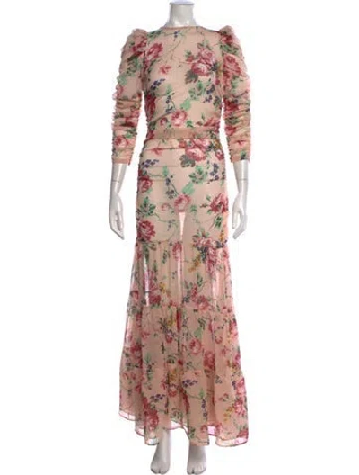 Pre-owned Bytimo Floral Print Long Dress W/ Tags In Pink