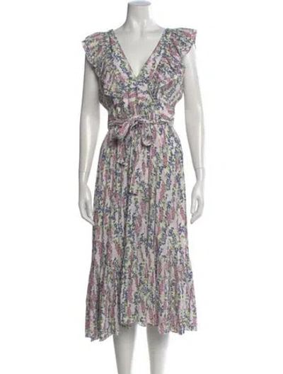 Pre-owned Bytimo Floral Print Long Dress In White