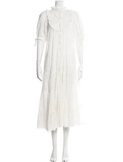 Pre-owned Bytimo Floral Print Long Dress In White