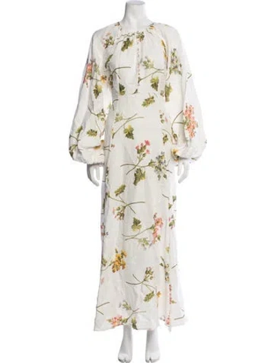 Pre-owned Bytimo Floral Print Long Dress In White