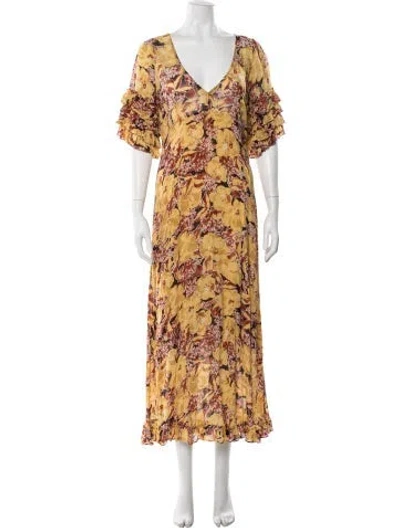 Pre-owned Bytimo Floral Print Long Dress In Yellow