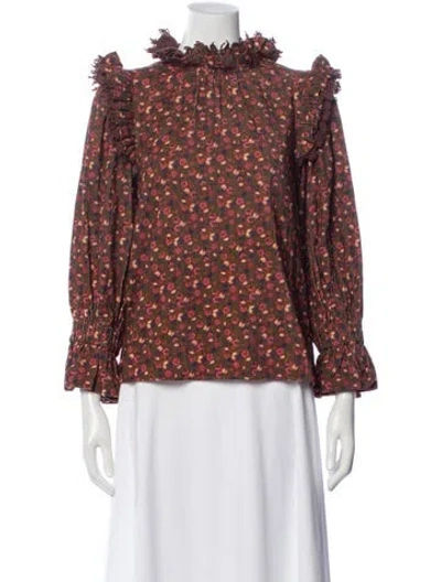 Pre-owned Bytimo Floral Print Long Sleeve Blouse In Brown