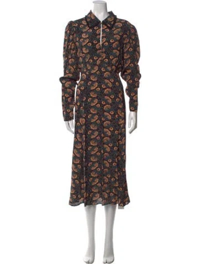 Pre-owned Bytimo Floral Print Midi Length Dress In Black