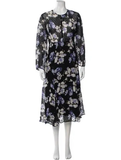 Pre-owned Bytimo Floral Print Midi Length Dress In Black
