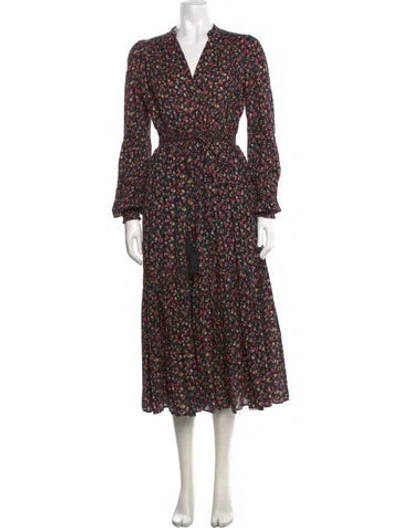 Pre-owned Bytimo Floral Print Midi Length Dress In Black