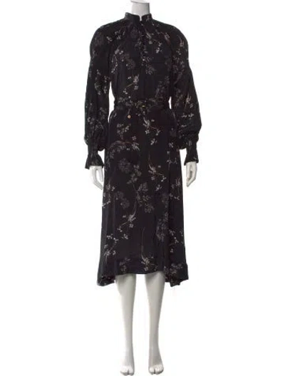 Pre-owned Bytimo Floral Print Midi Length Dress In Black