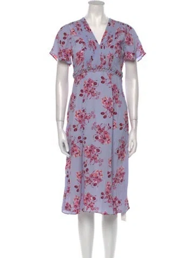 Pre-owned Bytimo Floral Print Midi Length Dress In Blue