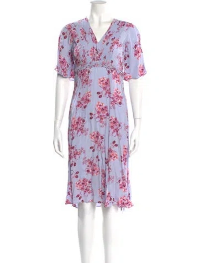 Pre-owned Bytimo Floral Print Midi Length Dress In Blue