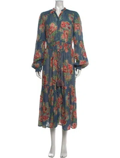 Pre-owned Bytimo Floral Print Midi Length Dress In Blue