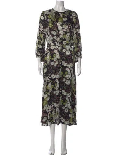 Pre-owned Bytimo Floral Print Midi Length Dress In Green