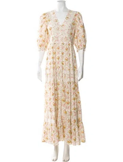 Pre-owned Bytimo Floral Print Midi Length Dress In Neutral