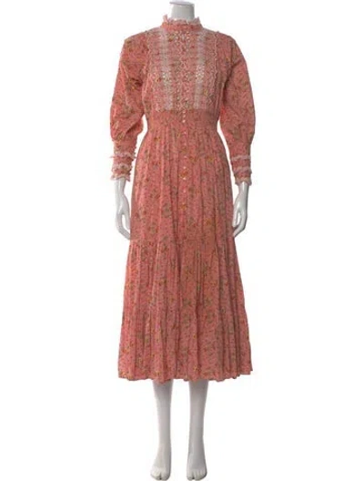 Pre-owned Bytimo Floral Print Midi Length Dress In Pink