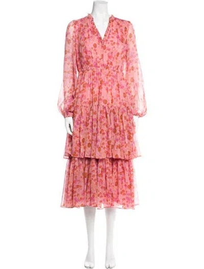 Pre-owned Bytimo Floral Print Midi Length Dress In Pink