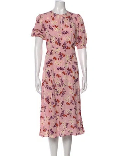 Pre-owned Bytimo Floral Print Midi Length Dress In Pink