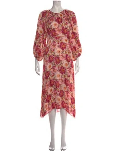 Pre-owned Bytimo Floral Print Midi Length Dress In Pink