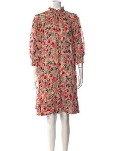 Pre-owned Bytimo Floral Print Midi Length Dress In Pink