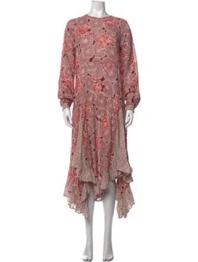 Pre-owned Bytimo Floral Print Midi Length Dress In Pink
